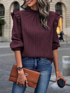 Blouse À Col Montant Avec Volants Aux Épaules Pour Femmes | Idéal Pour Usage Quotidien