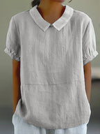 Blouse à Manches Courtes avec Col Structuré pour Femme | Idéale pour l'Été