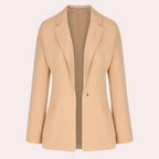 Blazer Uni À Manches Trois-Quarts Avec Encolure En V Pour Femme | Idéal Pour Le Travail Et L’Usage Quotidien