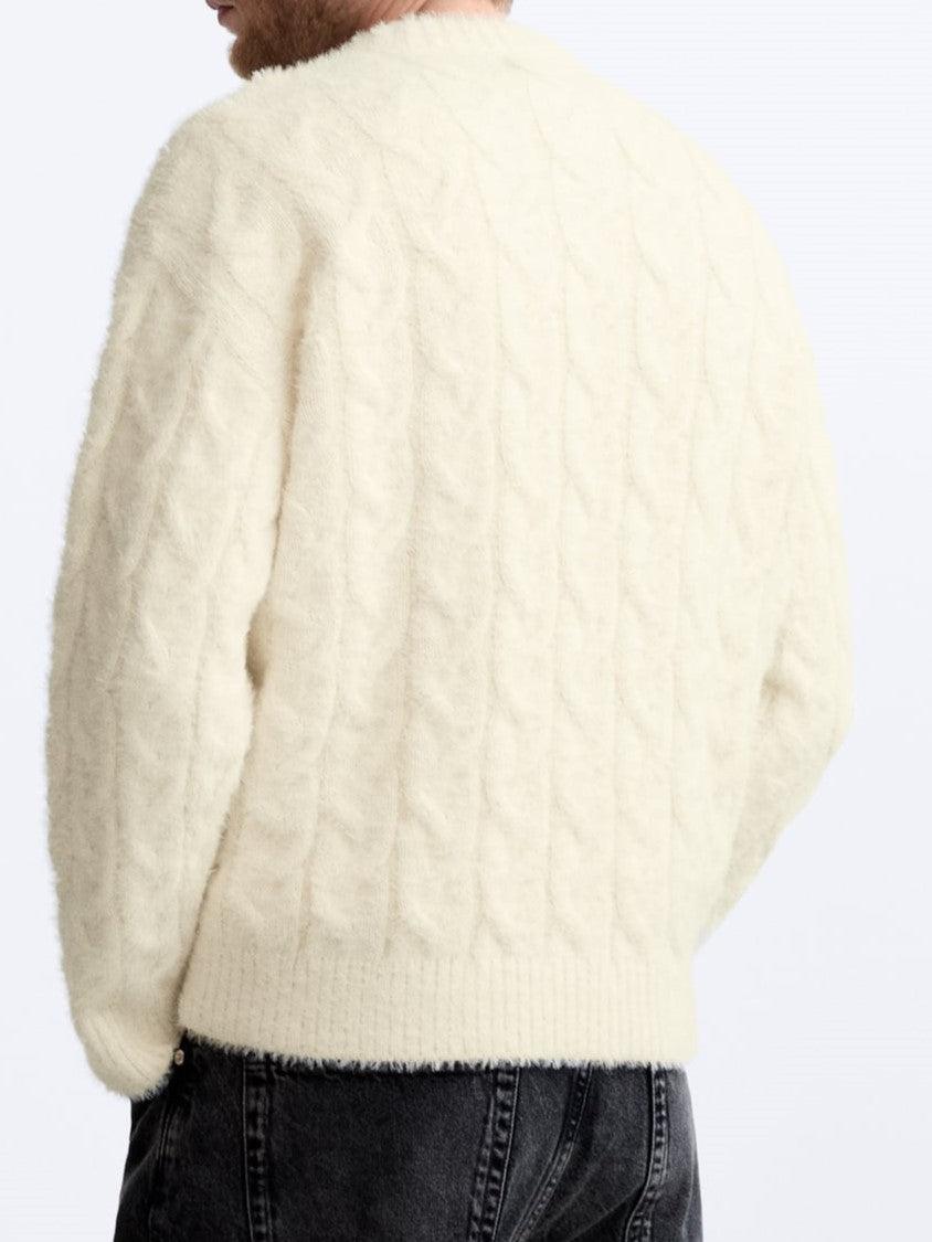Pull pour Homme avec Motif en Torsades et Col Rond | Idéal pour les Journées Fraîches