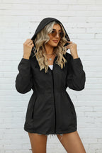 Veste Légère À Capuche Avec Taille Ajustable Pour Femme | Idéale Pour La Mi-Saison Et Les Sorties Quotidiennes