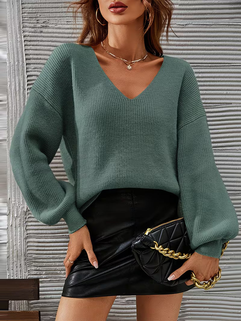 Pull À Col V Avec Coupe Ample Et Épaules Tombantes Pour Femme | Idéal Pour Toutes Les Saisons