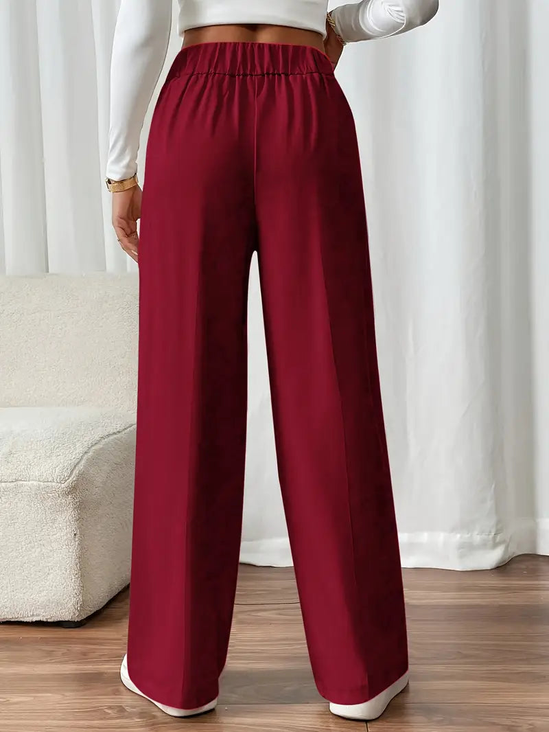 Pantalon Large À Taille Élastique Avec Poches Latérales Pour Femme | Idéal Pour Usage Quotidien