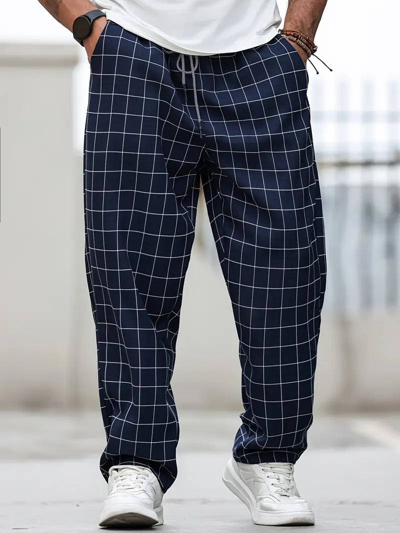 Pantalon à Motif avec Taille Élastique et Cordon pour Homme | Idéal pour un Usage Quotidien
