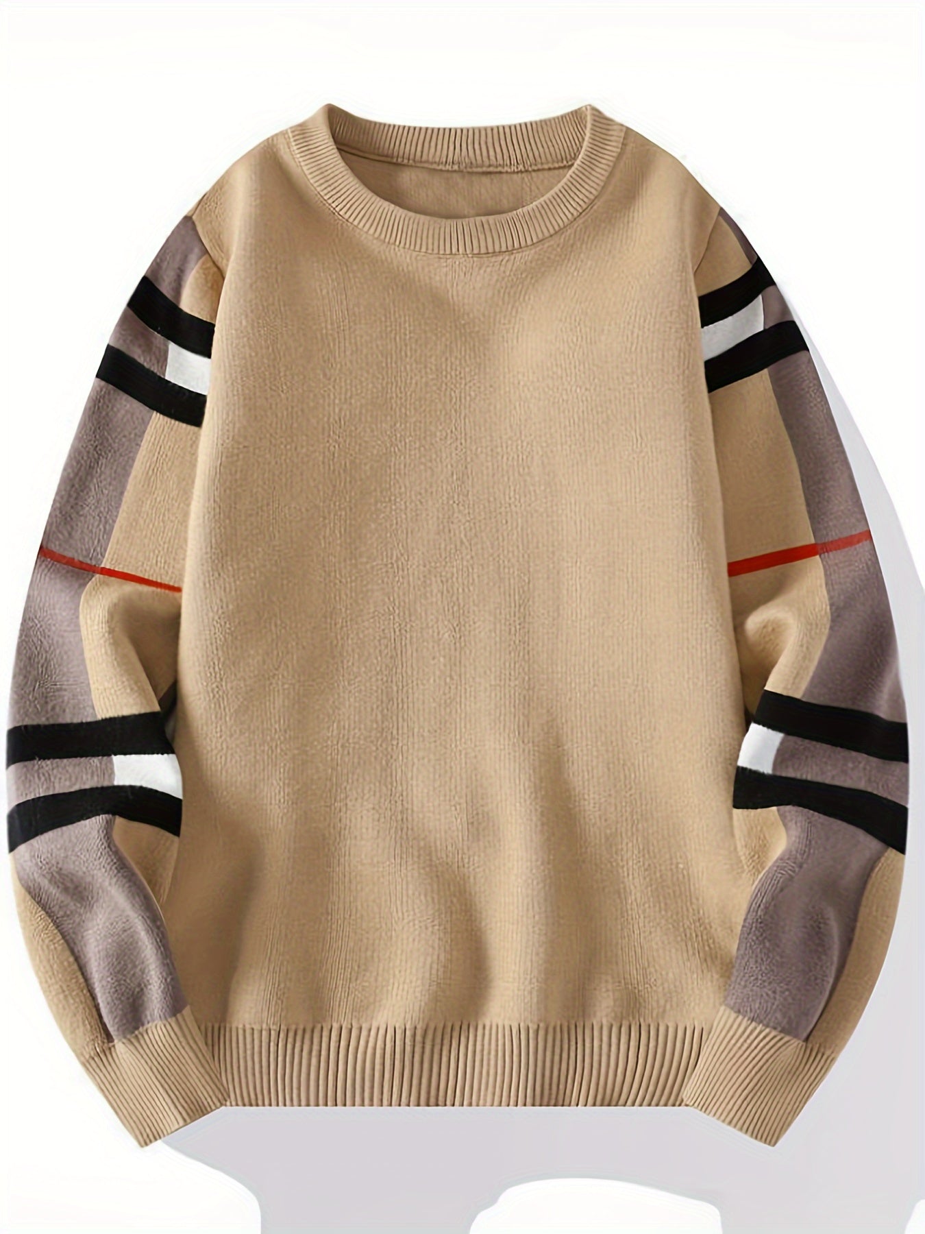 Pull À Manches Longues Avec Motif Rayé Sur Les Manches Pour Hommes | Idéal Pour Un Usage Quotidien