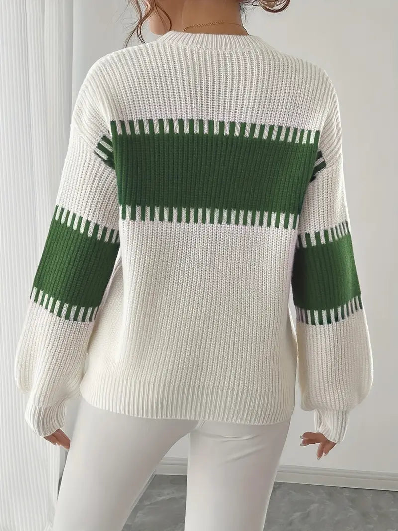 Pull À Rayures Avec Col Rond Pour Femme | Idéal Pour Tenues Décontractées Et Soirées