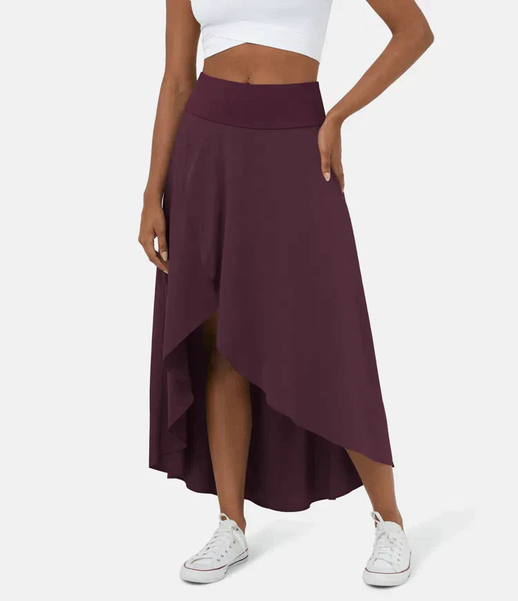 Jupe Midi À Taille Haute Avec Ourlet Froncé Pour Femme | Idéale Pour Usage Quotidien