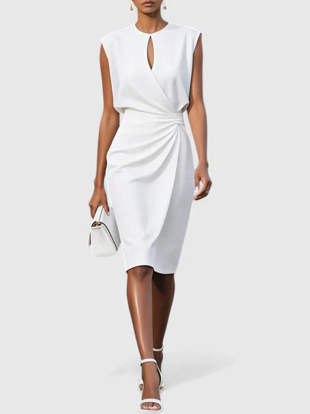 Robe Midi Sans Manches avec Détail Froncé pour Femme | Idéale pour les Événements et Sorties d’Été