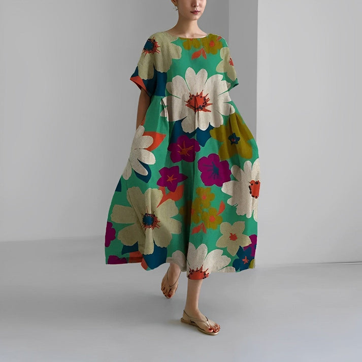 Robe Midi à Imprimé Floral Coupe Décontractée pour Femme | Idéale pour un Usage Quotidien et des Occasions Décontractées
