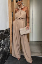 Combinaison Avec Col Halter Et Jambe Large Pour Femmes | Idéal Pour Soirées Et Événements