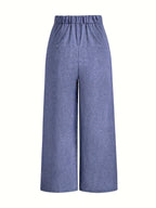 Pantalon Large Taille Haute Avec Plis Frontaux Pour Femme | Idéal Pour Usage Quotidien Et Professionnel
