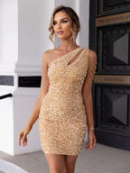 Robe Mini Asymétrique Scintillante pour Femmes | Idéale pour les Soirées et Événements