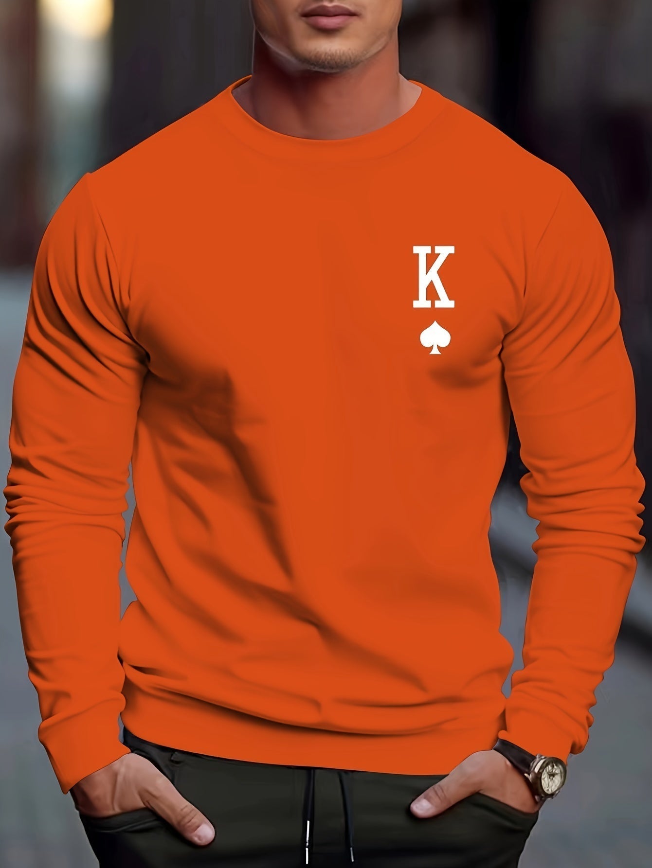 Sweat à Imprimé Spade K et Manches Longues pour Homme | Idéal pour l’Automne et l’Hiver