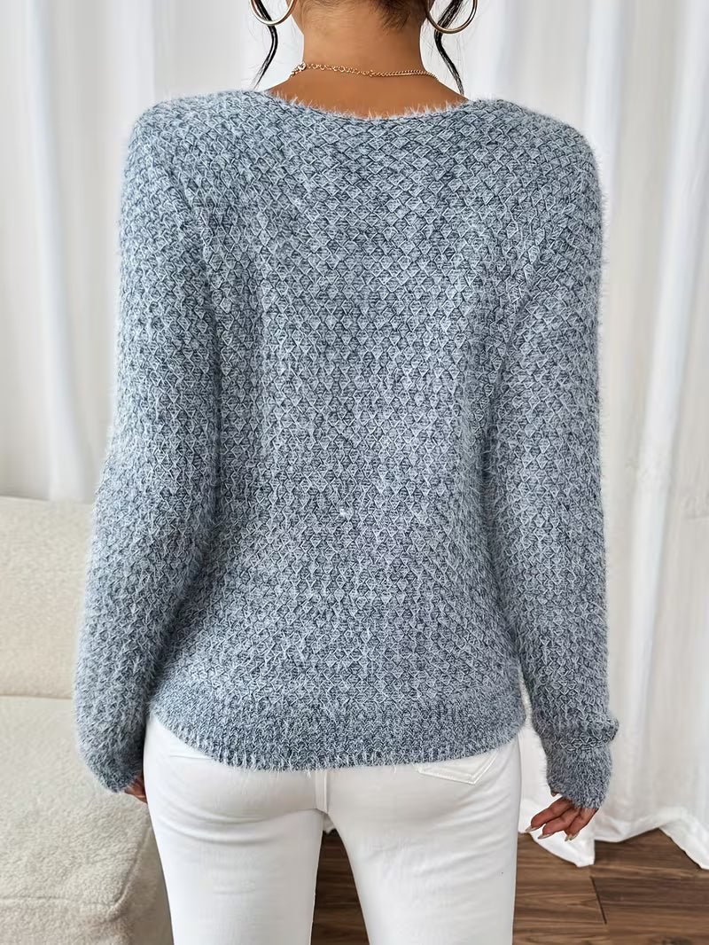 Pull à Col V avec Coupe Ample pour Femme | Idéal pour Usage Quotidien et Mi-Saison
