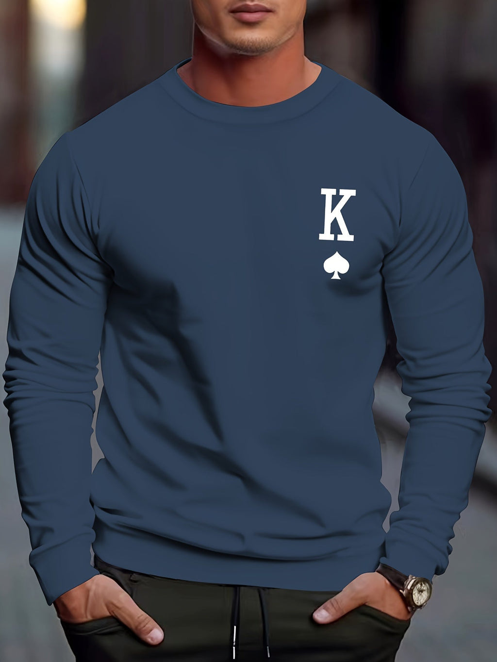 Sweat à Imprimé Spade K et Manches Longues pour Homme | Idéal pour l’Automne et l’Hiver