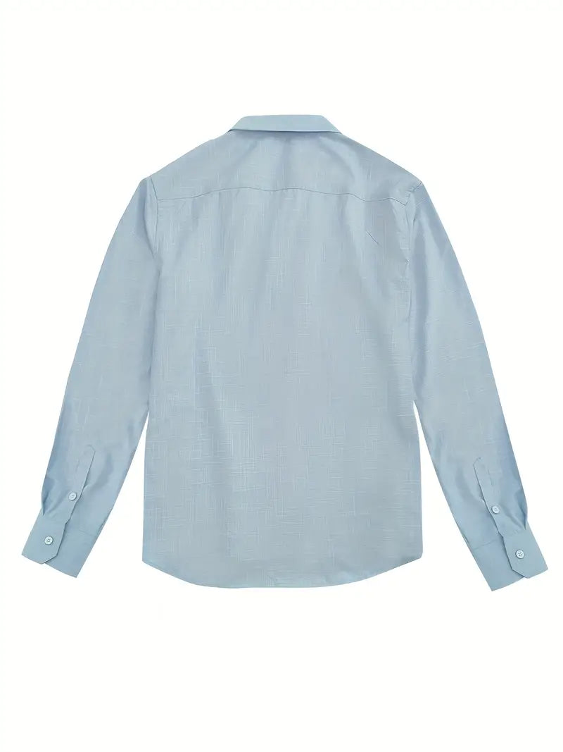 Chemise À Manches Longues Avec Détails Contrastés Et Fermeture À Boutons Pour Hommes | Idéale Pour Toutes Les Saisons