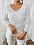 Pull à Col V avec Coupe Ample pour Femme | Idéal pour Usage Quotidien et Mi-Saison