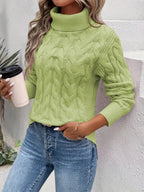 Pull À Col Roulé avec Motif Torsadé pour Femme | Idéal pour L’Hiver