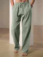 Pantalon Décontracté Avec Coupe Droite Et Taille Élastique Pour Homme | Idéal Pour Vacances Et Loisirs