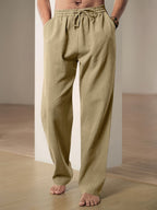 Pantalon Décontracté Avec Coupe Droite Et Taille Élastique Pour Homme | Idéal Pour Vacances Et Loisirs