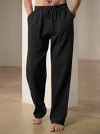 Pantalon Décontracté Avec Coupe Droite Et Taille Élastique Pour Homme | Idéal Pour Vacances Et Loisirs