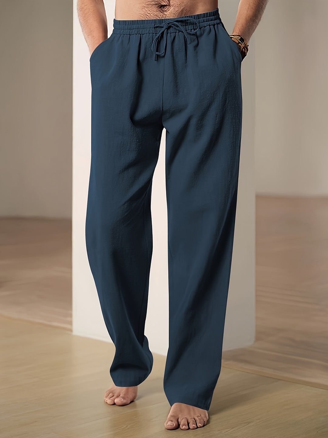 Pantalon Décontracté Avec Coupe Droite Et Taille Élastique Pour Homme | Idéal Pour Vacances Et Loisirs
