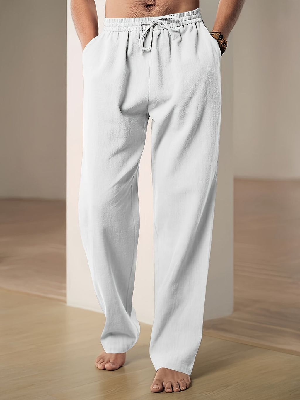 Pantalon Décontracté Avec Coupe Droite Et Taille Élastique Pour Homme | Idéal Pour Vacances Et Loisirs