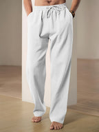 Pantalon Décontracté Avec Coupe Droite Et Taille Élastique Pour Homme | Idéal Pour Vacances Et Loisirs