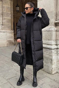 Manteau Long Matelassé avec Capuche pour Femme | Idéal pour les Journées Froides d’Hiver