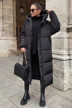 Manteau Long Matelassé avec Capuche pour Femme | Idéal pour les Journées Froides d’Hiver