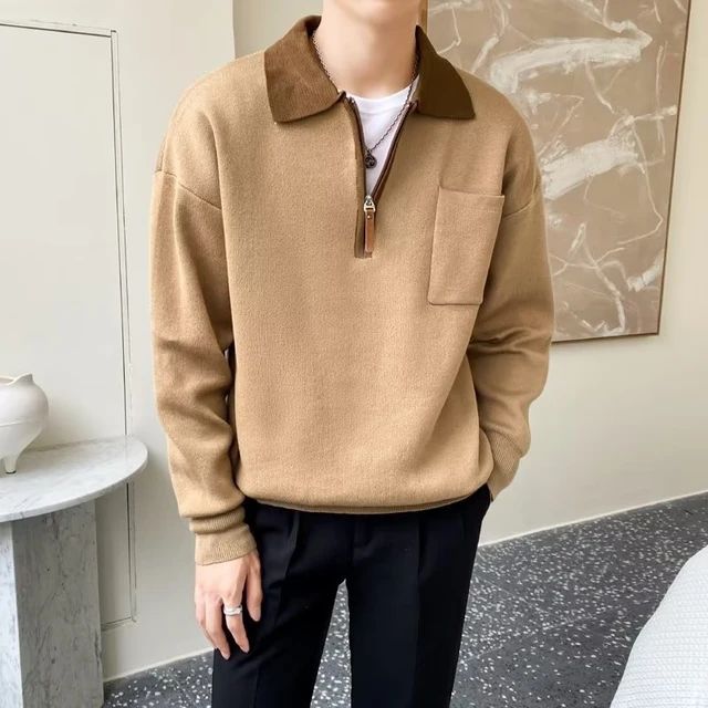 Pull à Demi-Zip avec Col Montant Inversé pour Homme | Idéal pour les Journées Fraîches