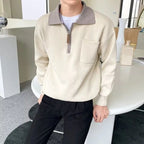 Pull à Demi-Zip avec Col Montant Inversé pour Homme | Idéal pour les Journées Fraîches