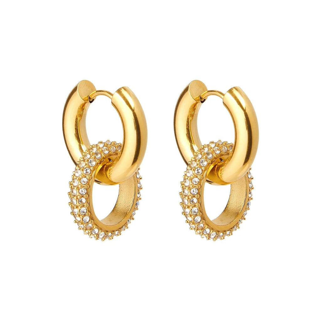 Boucles d’Oreilles à Double Anneau Métallique pour Femme | Idéales pour Tenues Quotidiennes ou Événements
