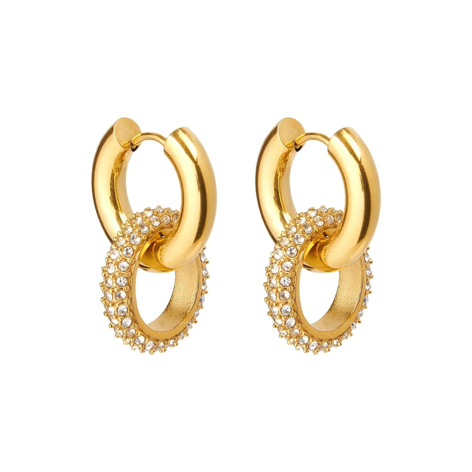 Boucles d’Oreilles à Double Anneau Métallique pour Femme | Idéales pour Tenues Quotidiennes ou Événements