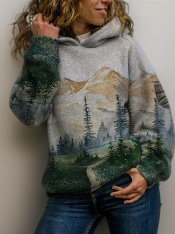 Sweat À Capuche Imprimé Ample pour Femme | Idéal pour Les Journées Décontractées