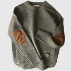 Pull en Maille Épaisse pour Hommes avec Coudières Contrastantes | Idéal pour l’Automne et l’Hiver