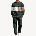 Ensemble Homme avec Veste Puffer Colorblock Et Jogging | Idéal pour Les Loisirs Et Les Activités Extérieures