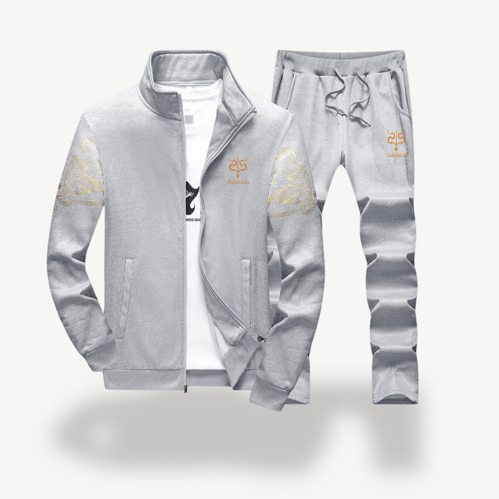 Ensemble Veste Et Pantalon De Survêtement pour Homme avec Finitions Dorées | Idéal pour Le Sport Et Les Loisirs
