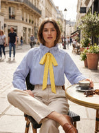 Blouse Ajustée Avec Motif Carreaux Et Nœud Pour Femme | Idéale Pour Usage Quotidien Et Travail
