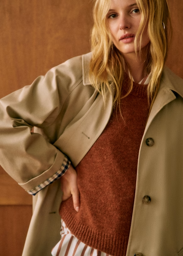 Trench-Coat Avec Fermeture Boutonnée Et Doublure À Carreaux Pour Femme | Idéal Pour Mi-Saison