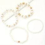 Set de 4 Bracelets Imitation Perles pour Femme | Idéal pour Tenues Quotidiennes ou Événements