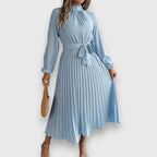 Robe Midi Avec Jupe Plissée Et Manches Longues Pour Femme | Idéal Pour Occasions Formelles