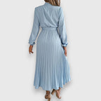 Robe Midi Avec Jupe Plissée Et Manches Longues Pour Femme | Idéal Pour Occasions Formelles