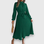 Robe Midi Avec Jupe Plissée Et Manches Longues Pour Femme | Idéal Pour Occasions Formelles
