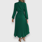 Robe Midi Avec Jupe Plissée Et Manches Longues Pour Femme | Idéal Pour Occasions Formelles