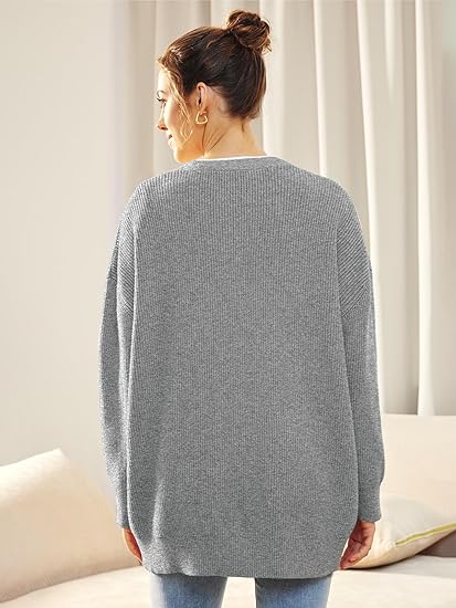 Cardigan Relaxé à Col V avec Boutons pour Femme | Idéal pour le Quotidien et la Superposition