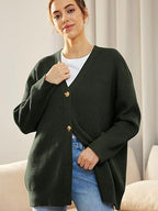 Cardigan Relaxé à Col V avec Boutons pour Femme | Idéal pour le Quotidien et la Superposition