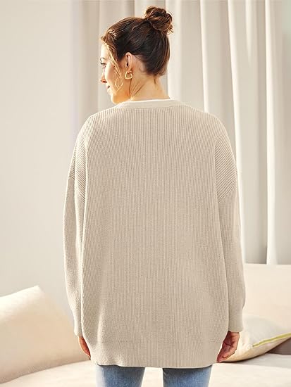 Cardigan Relaxé à Col V avec Boutons pour Femme | Idéal pour le Quotidien et la Superposition