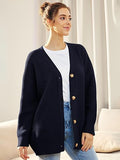 Cardigan Relaxé à Col V avec Boutons pour Femme | Idéal pour le Quotidien et la Superposition