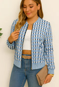 Veste De Mi-Saison À Carreaux Avec Fermeture Zippée Et Finitions Côtelées Pour Femme | Idéale Pour Toutes Les Saisons